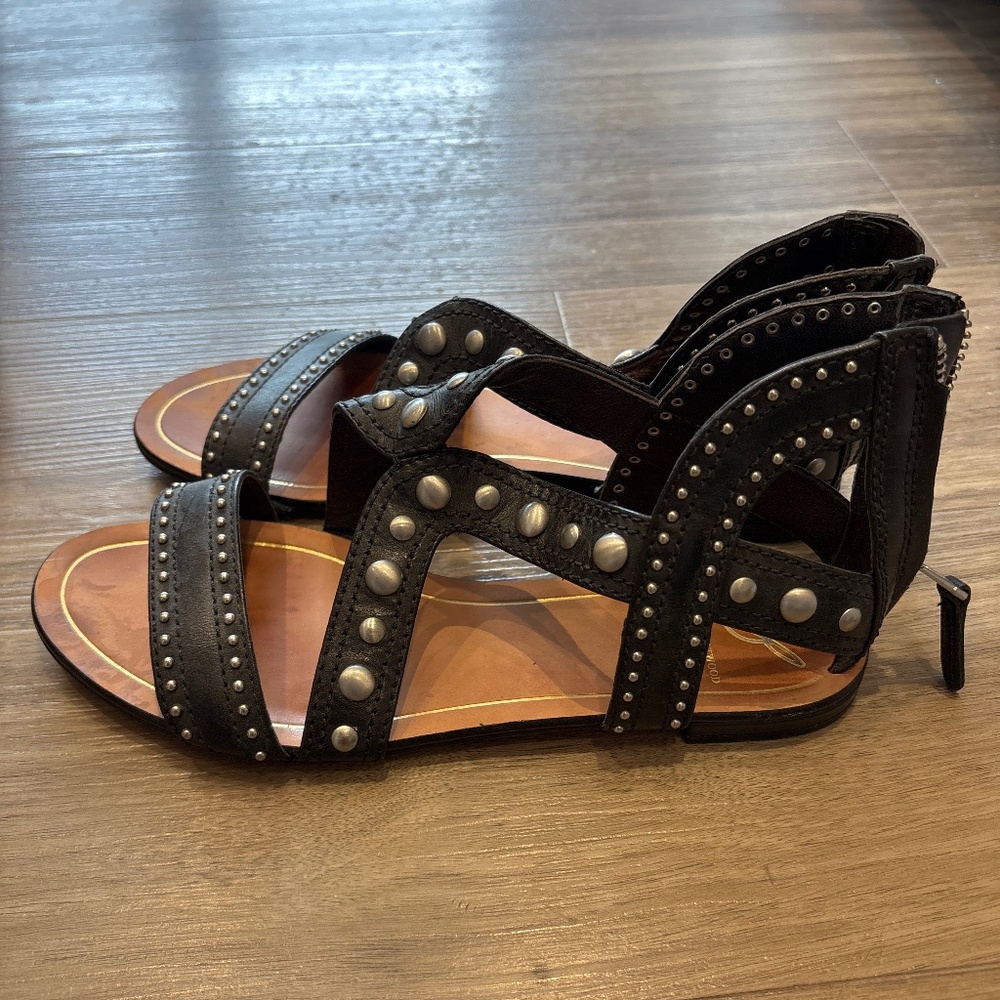 Brian Atwood, Studded Flat Sandals, Women Size 6.5